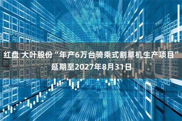 红盘 大叶股份“年产6万台骑乘式割草机生产项目”延期至2027年8月31日